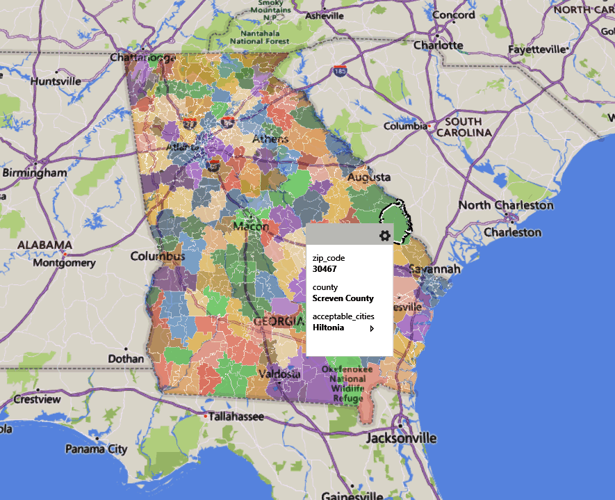 Georgia zip code excel 3dmap