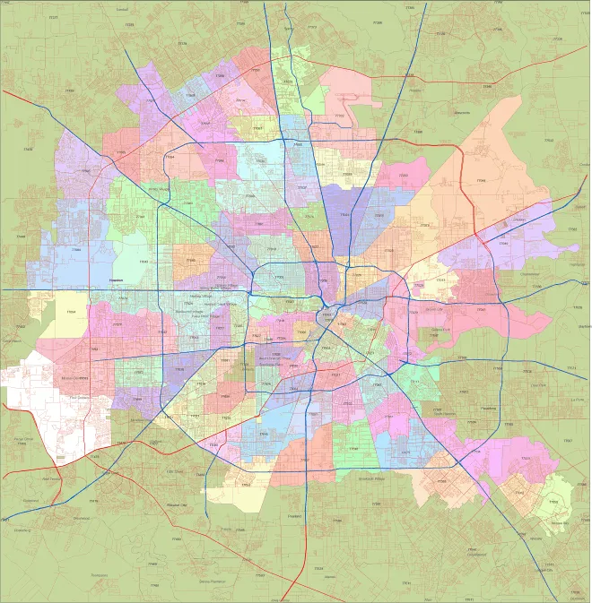 houston zip code map 2022