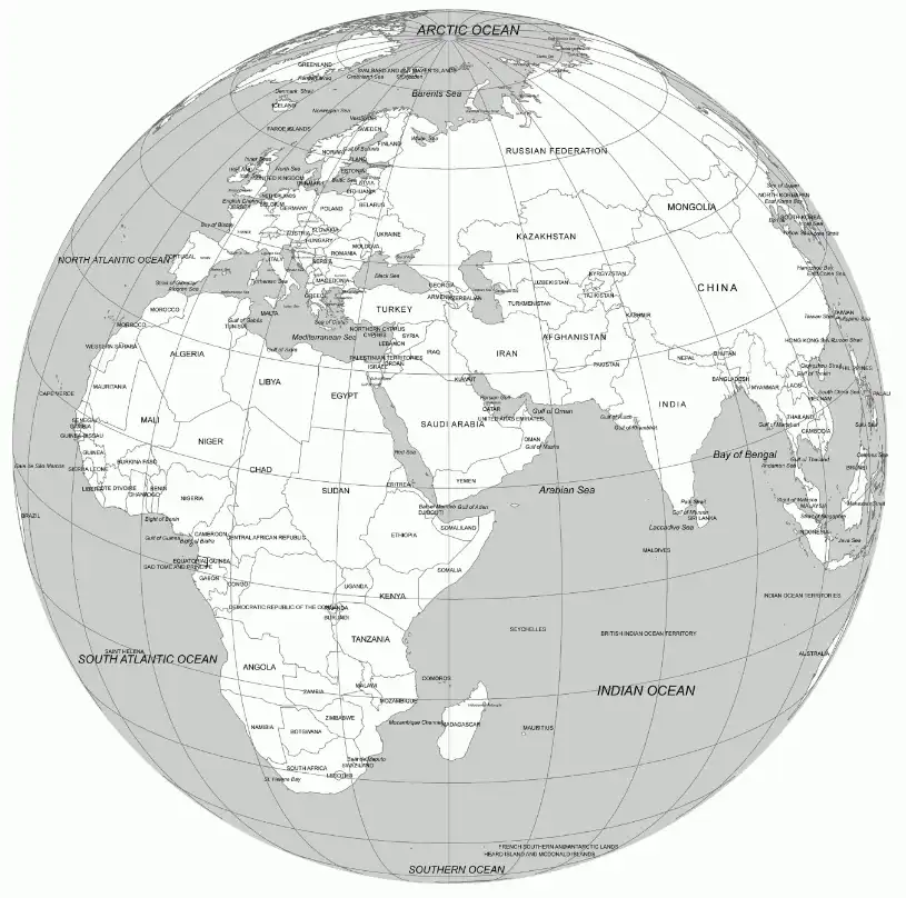 Near-Est-centered-Globe
