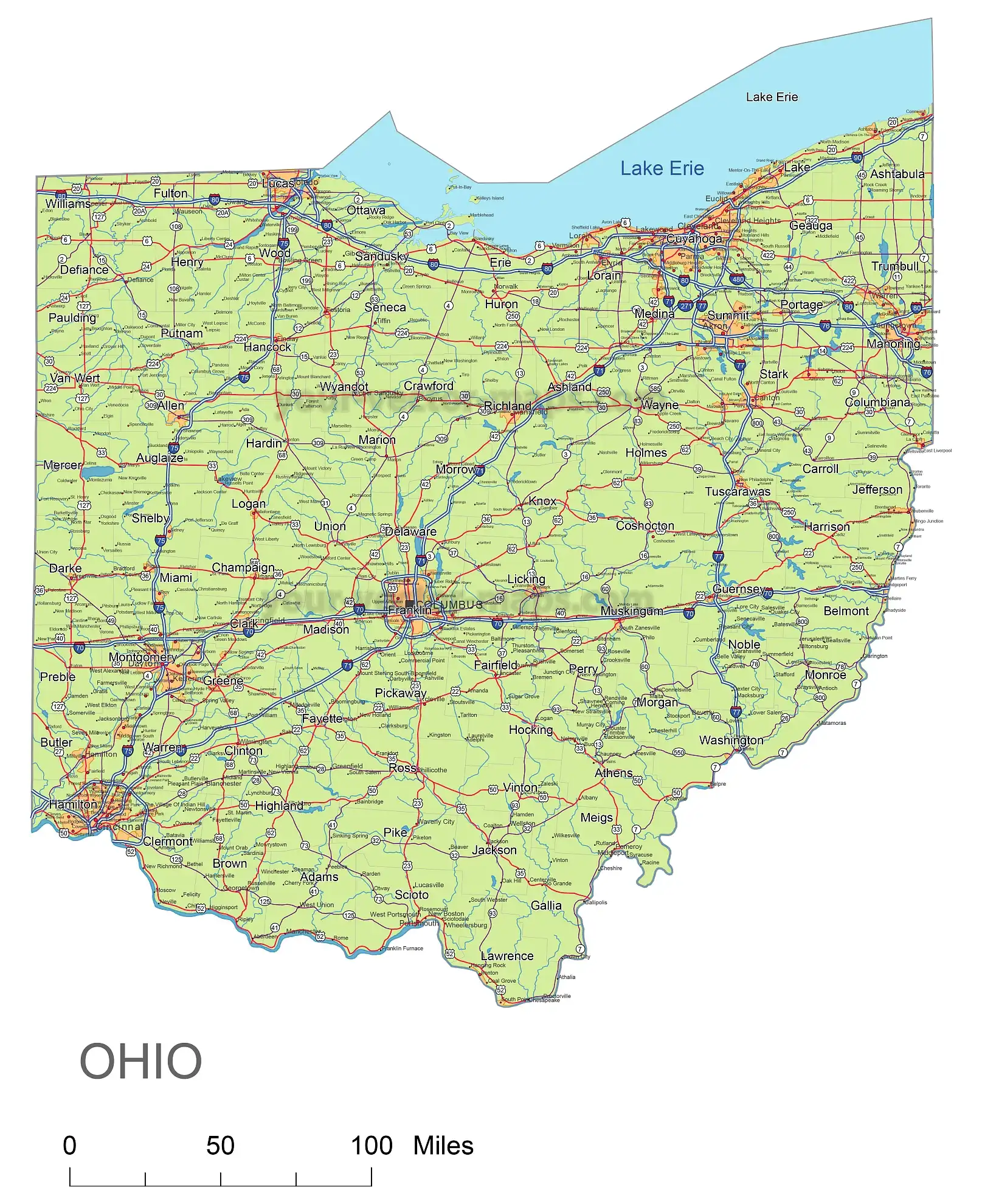 Your-Vector-Maps.com Files of Ohio State vector road map.