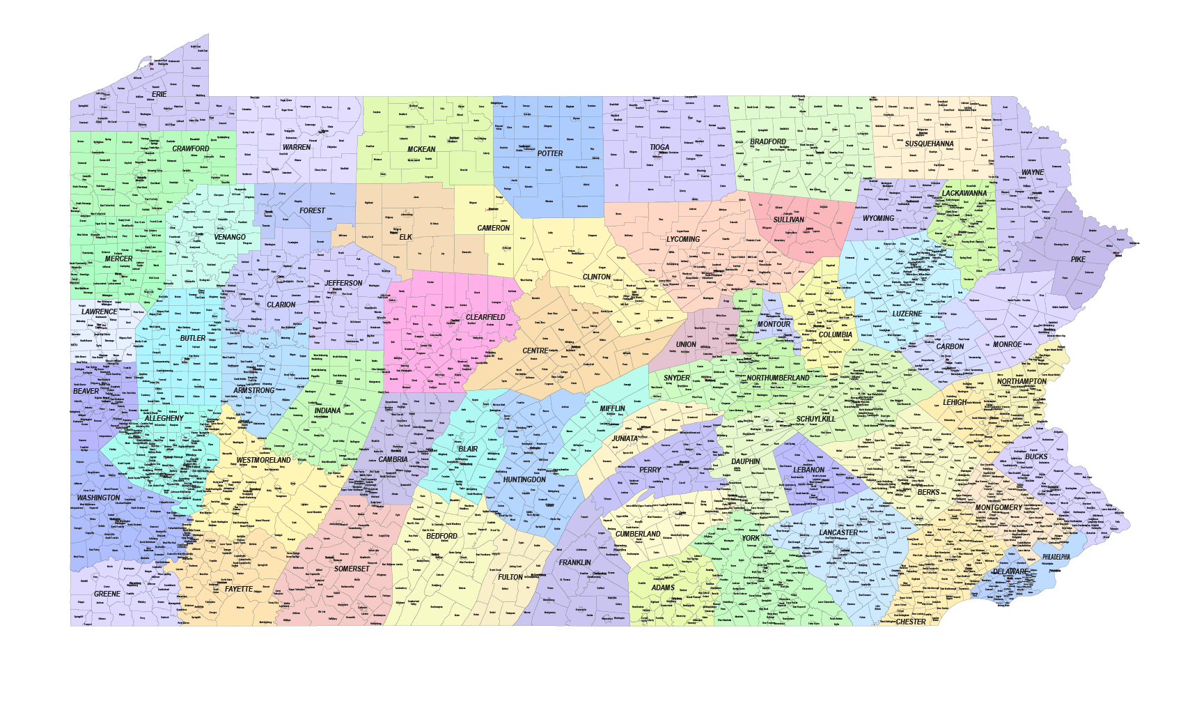 Pennsylvania Communities Map - your-vector-maps.com