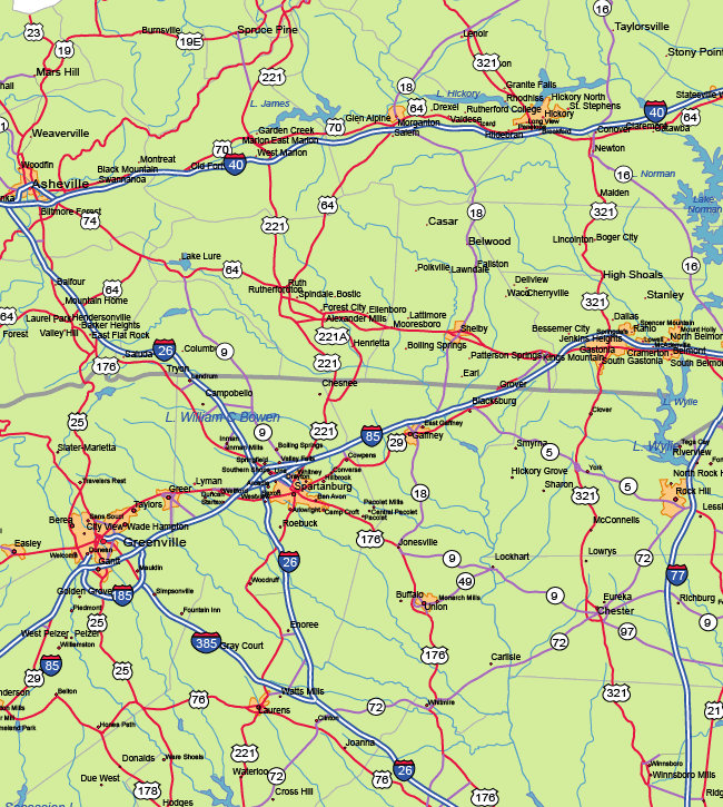 north_and_south_carolina_road_,map