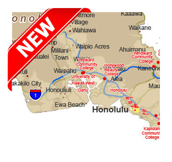 Your-Vector-Maps.com Colleges and universities in Hawaii.Vector map.