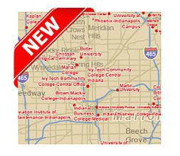Colleges and universities in Indiana state.Vector map.