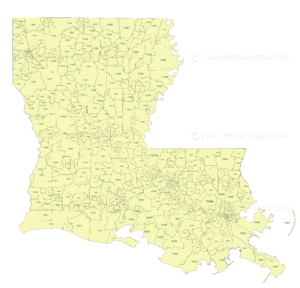 Louisiana state 5 digit geography zip code map