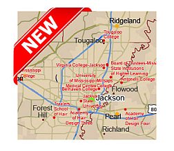 Colleges and universities in Mississippi.Vector map.
