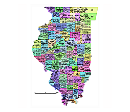 Your-Vector-Maps.com Detail of Illinois state subdivision map, County seats of Iowa