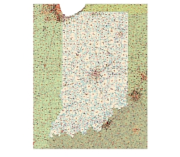 Indiana 5 digit vector map,