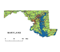 Maryland State vector road map.