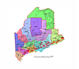 Preview of Maine state subdivision map, County seats of Maine