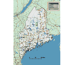 Maine state vector county map with background image. 8 MB