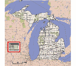 Vector county map of Michigan state with background image.23MB