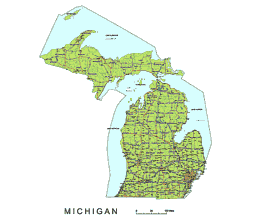 Your-Vector-Maps.com Preview of Michigan State vector road map.