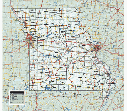 Missouri state vector county map with background image. 20MB
