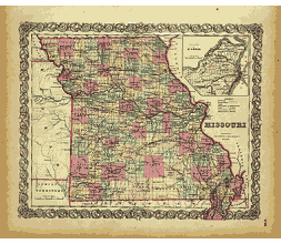 Missouri vintage map 1856. Non vector. 2985x2825 px .Free