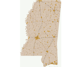 Mississippi 5 digit postal code vector map