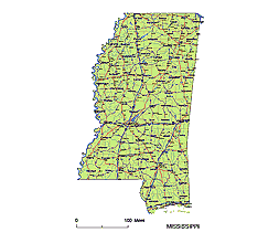 Preview of Mississippi State vector road map.