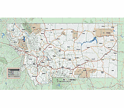 Montana state vector county map with background image. 4 MB
