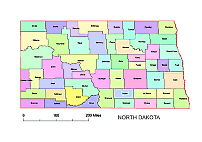 Preview of North Dakota county map, colored.