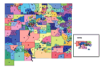 New Mexico zip code vector map and locations name