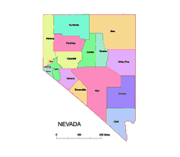 Your-Vector-Maps.com Preview of Nevada county vector map, colored.