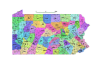 Your-Vector-Maps.com PA state subdivision map, County seats of Pennsylvania