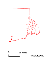 Rhode Island free contour map
