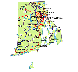 Preview of Rhode Island State vector road map.