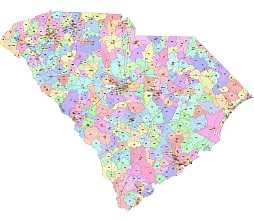 South Carolina zip code vector map
