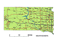 South Dakota printable map.