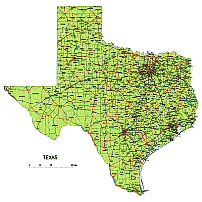 Your-Vector-Maps.com Texas State vector road map.