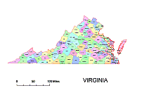 Your-Vector-Maps.com Virginia county map, colored.