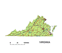 Virginia State vector road map.