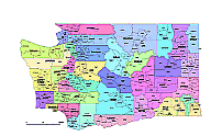 WA state subdivision map, County seats of WA