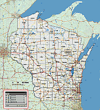 County map of Wisconsin state with background image. 8 MB