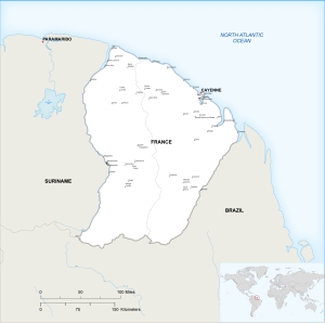French Guiana and neighborhood countries vector map