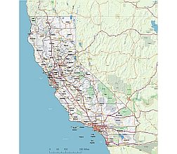 California vector county map with jpg image. 9 MB