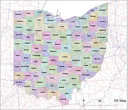 Ohio state vector zip code map