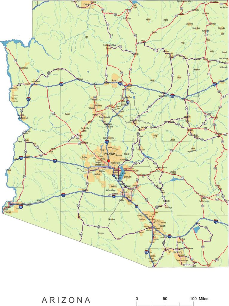  Arizona vector road map 