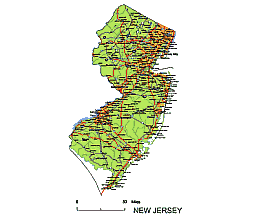 New Jersey State vector road map.
