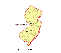 New Jersey contour map