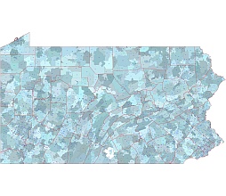 Pennsylvania 5 digit vector map