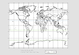 World map. Gall projection with geography lines