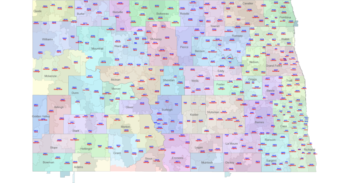 north-dakota-zip-codes-map-towns-counties