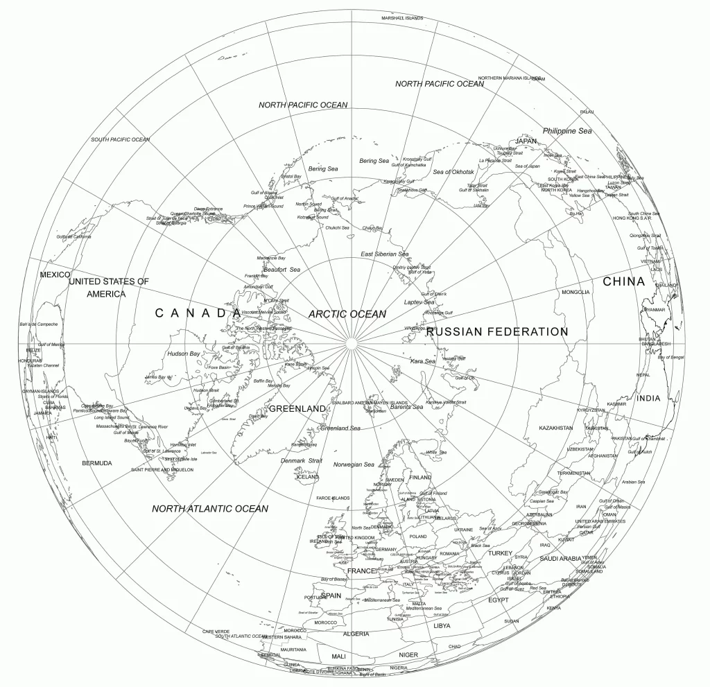 North Pole grayscale map 