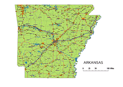 Your-Vector-Maps.com Preview of Arkansas State vector road map.