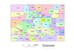 Colorado vector county map, colored.