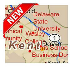 Colleges and universities in Delaware.Vector map.