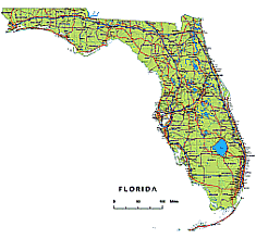 Florida State Vector Road Map.