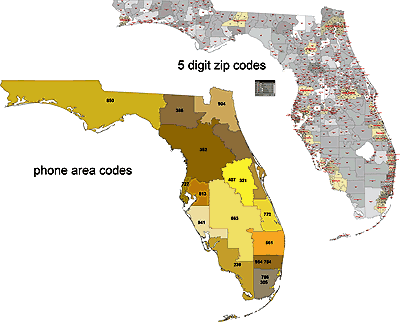 Florida zip code vector map. AI, PDF,
